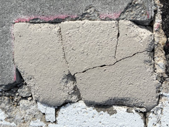 Concrete road repair with cracks