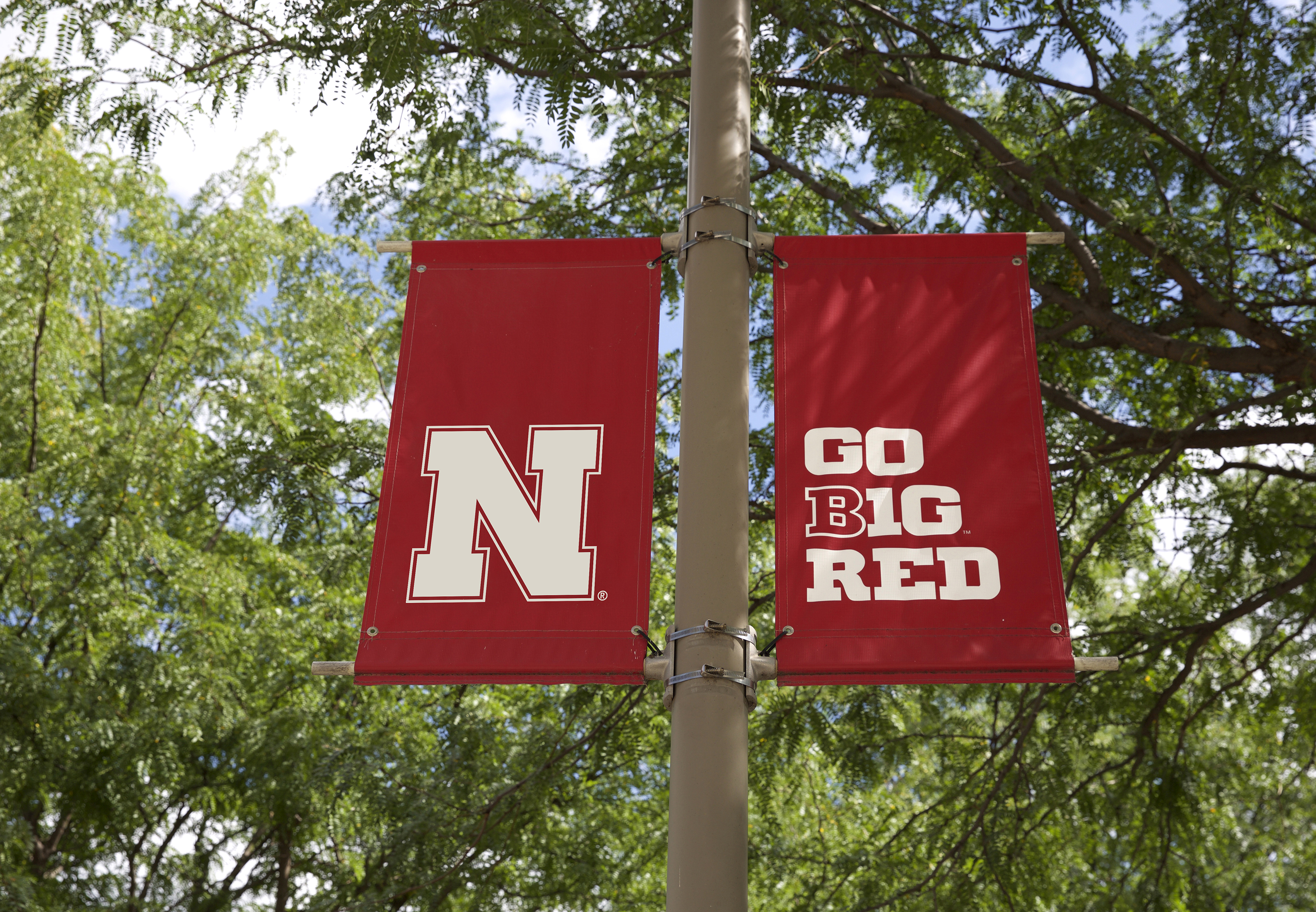 UNL banner on a pole