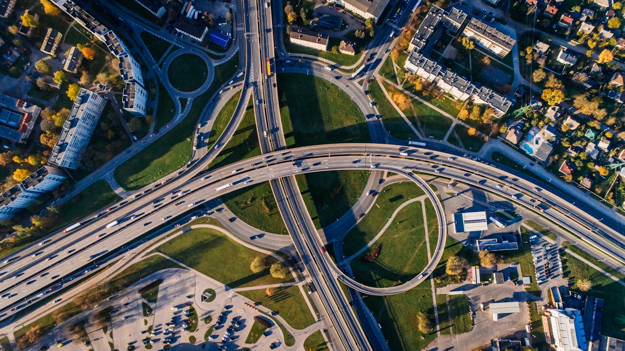 Aerial shot of a highway