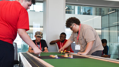 Intermodal transportation of cargo was put to the test. Students raced truck only versus rail and truck transportation of cargo.