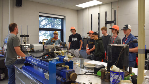 Students getting a tour of the NDOT labs.