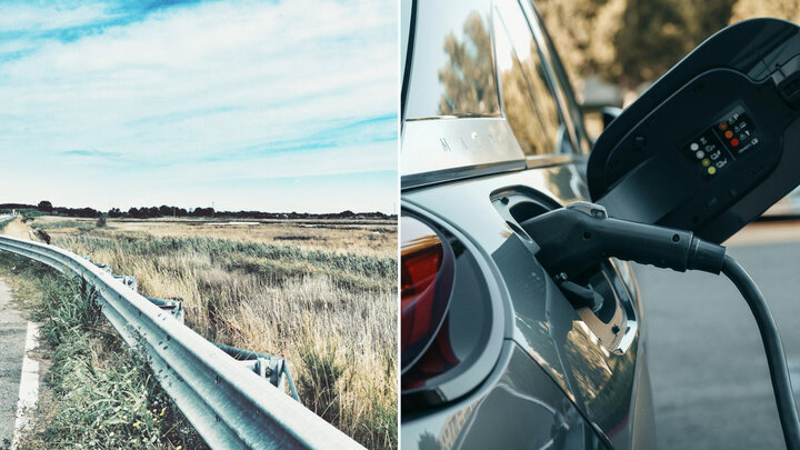 Guardrail and electric vehicle charging