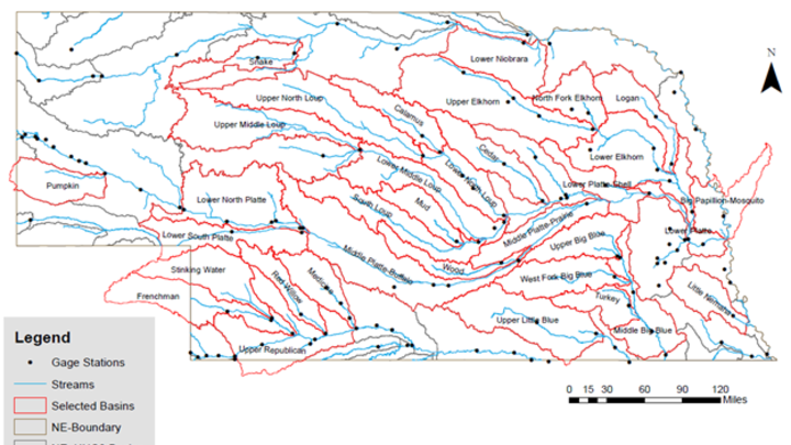 Map of Nebraska river basins.