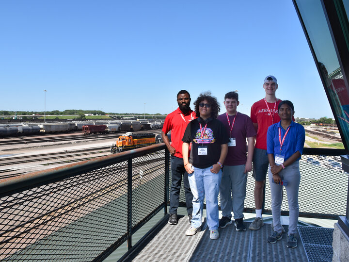 Group photo overlooking BNSF railyard.
