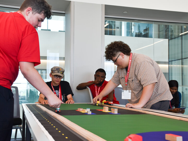 Intermodal transportation of cargo was put to the test. Students raced truck only versus rail and truck transportation of cargo.