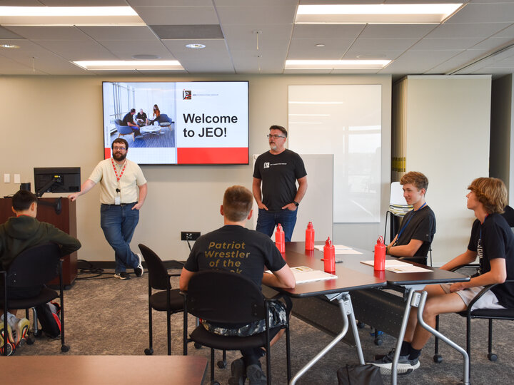 Students being welcomed at JEO offices.