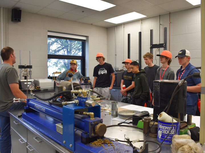 Students getting a tour of the NDOT labs.