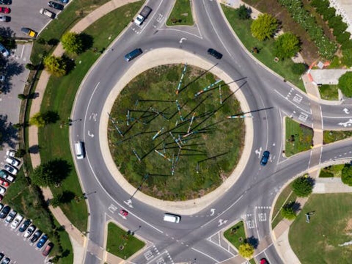 aerial shot of roundabout