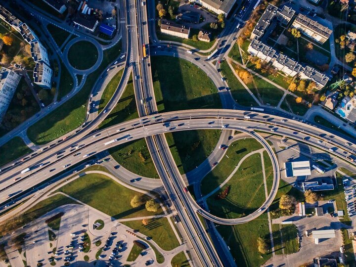 Aerial shot of a highway