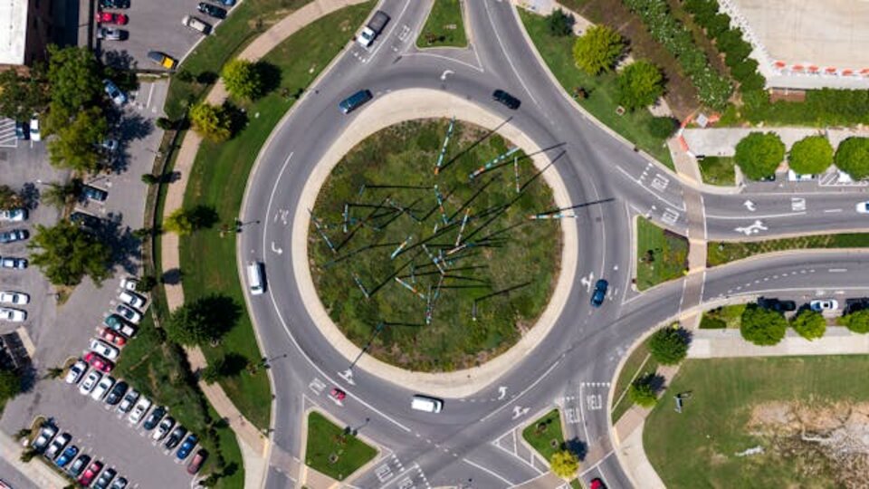 aerial shot of roundabout